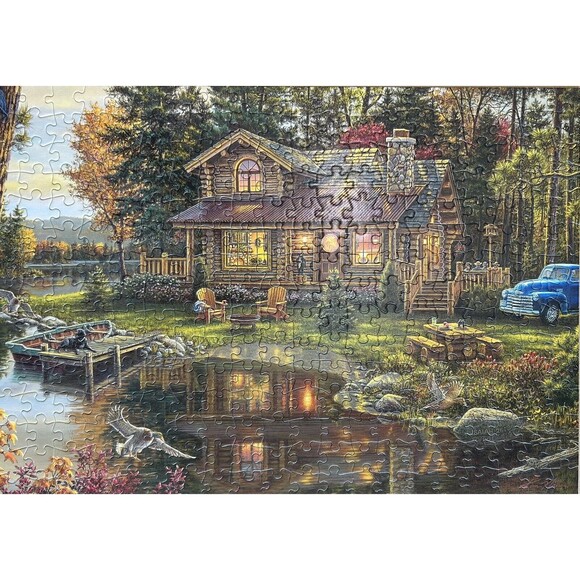 Buffalo Games Peace Like a River Fall Cabin Jigsaw Puzzle 300 Large Piece - Picture 2 of 7
